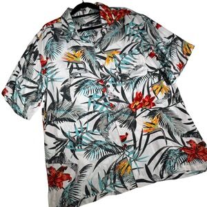 Rainforest Cafe Men's Hawaiian Shirt Tropical Aloha Button Up Short Sleeve L